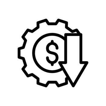 Expense Decrease and Cost Saving Gear Icon for Mobile App and Web Design. Illustration, eps10. vector