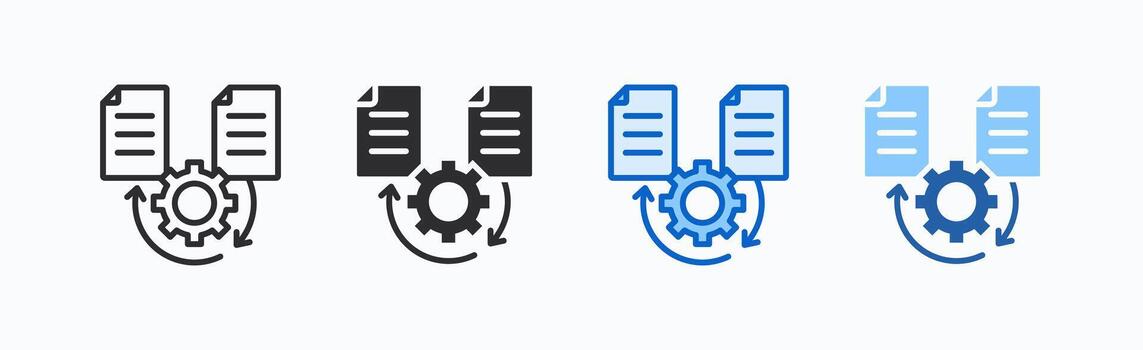 Document Processing Icon Sheet Multiple Style vector