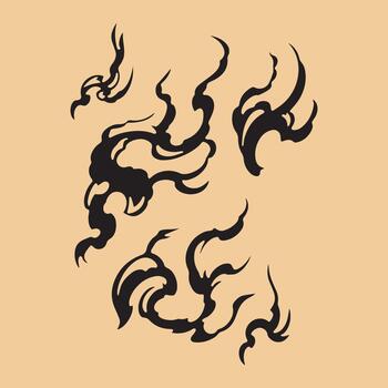 Solid Fire Illustration Set vector