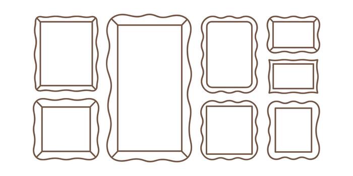 Brown frames on white background empty frames vector