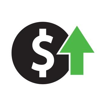 Dollar up and down icon. decrease and increase symbol. vector