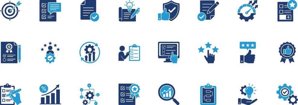evaluación sólido glifo icono conjunto vector