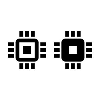 Processor CPU Chip Technology Icon Set vector