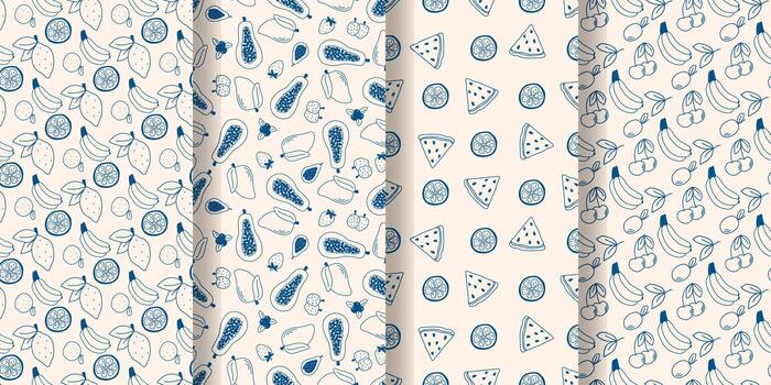 fruit pattern set vector