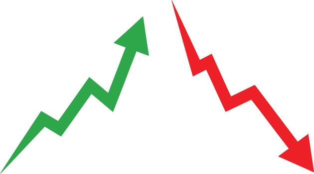 Up and down arrow icons showing increase and decrease trend vector