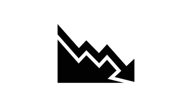 Black and white downward arrow symbol for financial decline and decrease vector