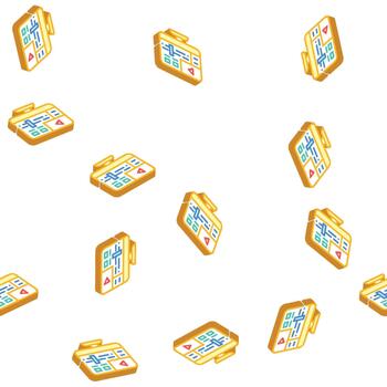 Procesando software isométrica icono sin costura modelo vector