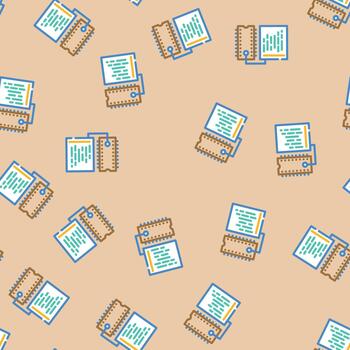 microcontroller programming electronics seamless pattern vector