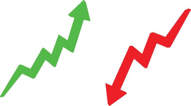 Up and down zigzag arrows showing increase and decrease vector