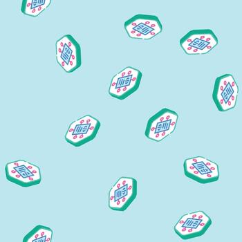 source code management isometric icon seamless pattern vector