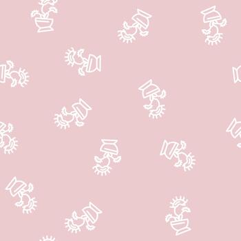 venus flytrap line seamless pattern vector