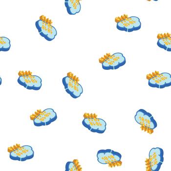 programación binario código nube almacenamiento isométrica icono sin costura modelo vector