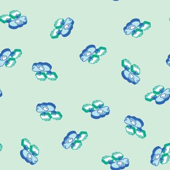 data synchronization cloud computing isometric icon seamless pattern vector