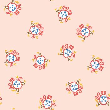 devil monster alien seamless pattern vector