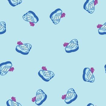 cloud computing software isometric icon seamless pattern vector