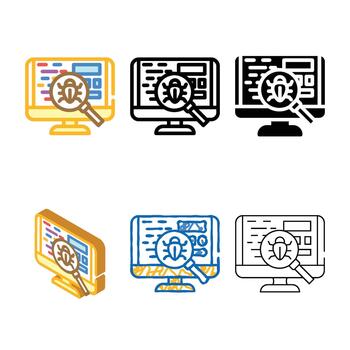 simplified debugging code software color icon vector