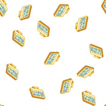 generating protein cell using computer code isometric icon seamless pattern vector