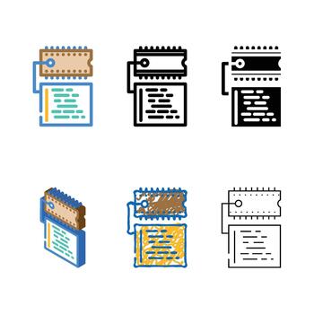 microcontroller programming clean electronics color icon vector
