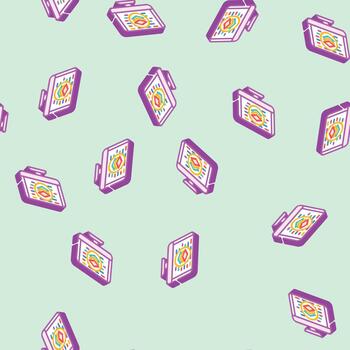 full stack development software isometric icon seamless pattern vector