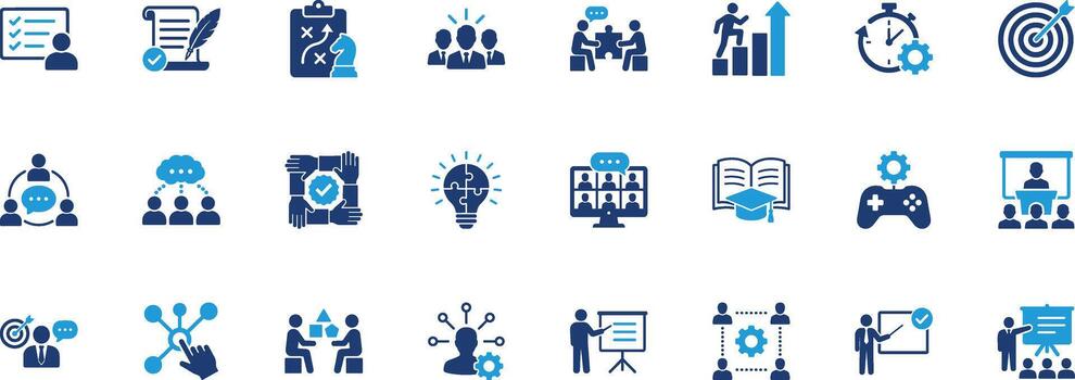 taller sólido icono conjunto vector