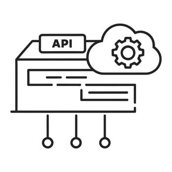 Application programming interface cloud computing software development kit solution illustration. vector
