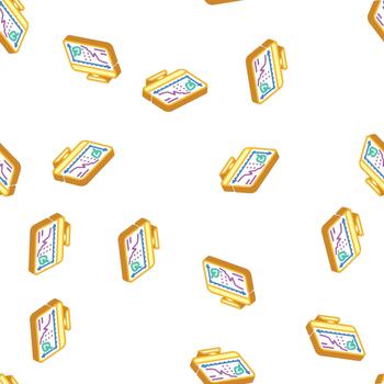 decrease rate chia cryptocurrency online variety trade market isometric icon seamless pattern vector