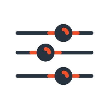 Bold Horizontal Sliders Icon with Three Solid Control Knobs vector