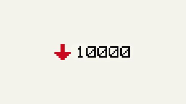 pixel arte baixa seta com declinante números mostrando diminuir dentro valor video