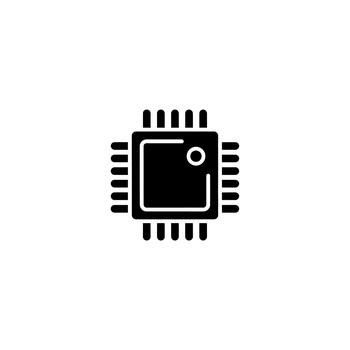 Microchip processor unit icon representing computer hardware vector