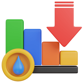 3d render Water Price decrease Icon png
