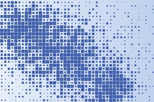 Blue square halftone pattern with gradual density decrease squares geometric vector