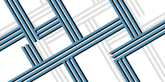 Abstract Intersecting Blue Metallic Rectangular Bars Pattern. vector