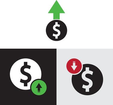 Dollar up and down . Price decrease and increase symbol. vector