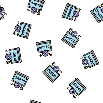 laptop debug fixed seamless pattern vector