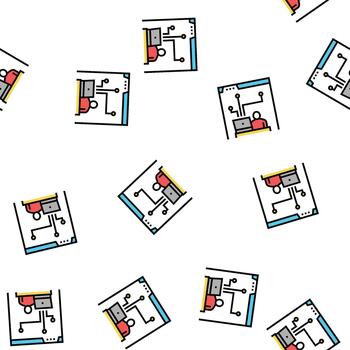 developer working and codding program seamless pattern vector