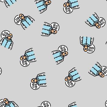 software engineer worker seamless pattern vector