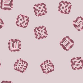 microcontroller electronic component line seamless pattern vector