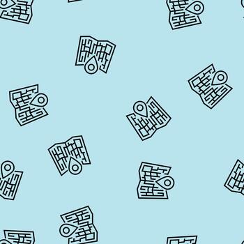 map pointer location line seamless pattern vector