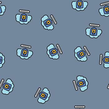 security lock cloud computing seamless pattern vector