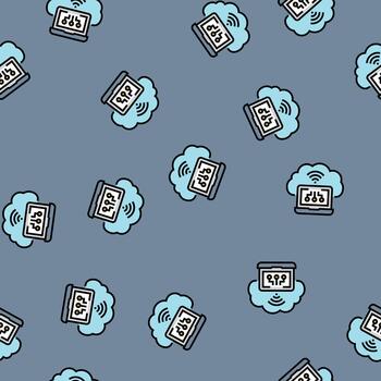 virtual machine cloud computing seamless pattern vector