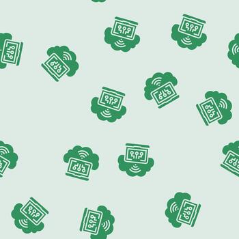 virtual machine cloud computing glyph seamless pattern vector