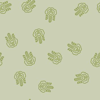 encryption key cloud computing line seamless pattern vector