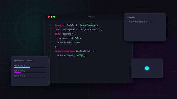 moderno codificação interface com fonte código e programação comandos. video