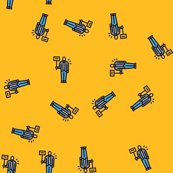 worker on strike protest seamless pattern vector