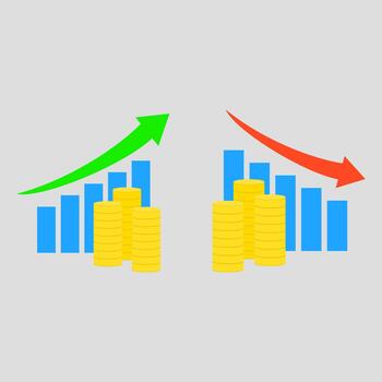 ilustración de un incrementar y disminución valores precio vector