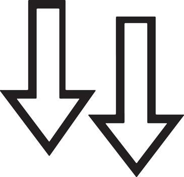 dos idéntico apuntando hacia abajo flechas indicando un disminución o un doble descargar acción. vector