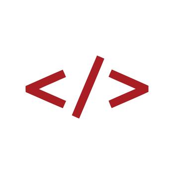 rojo código soportes icono representando programación, codificación, y desarrollo vector