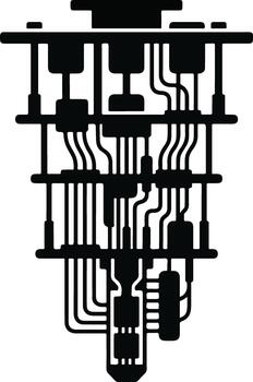 Quantum Computing Processor Circuit Cross Section Technical Illustration vector