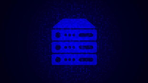 dator server ikon tillverkad med binär koda, server och data lagring bakgrund video