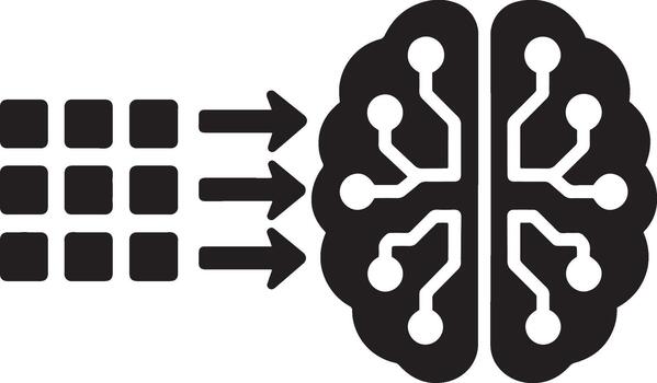 máquina aprendizaje datos Procesando y artificial inteligencia icono vector